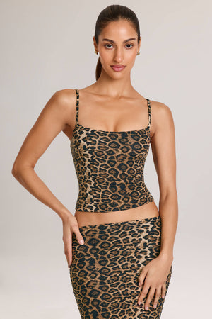 Modal Scoop-Neck Tank Top in Leopard Print
