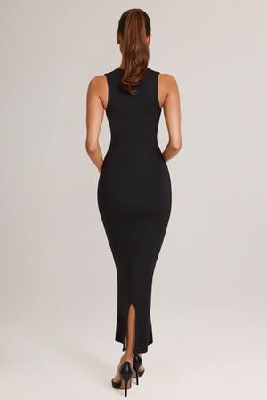 Square Neck Midi Dress in Black