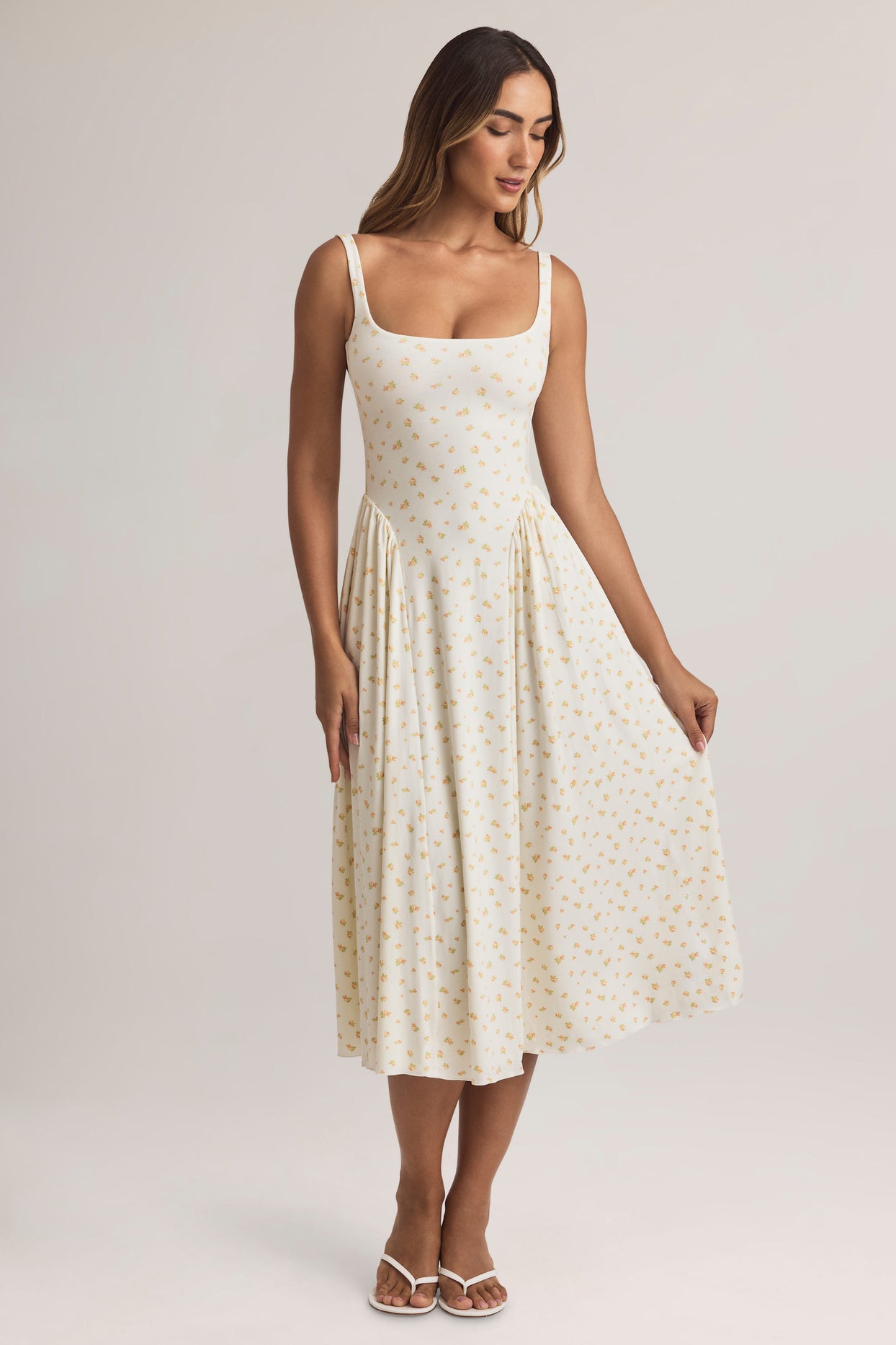 Modal A-Line Midaxi Dress in Floral Print - 9