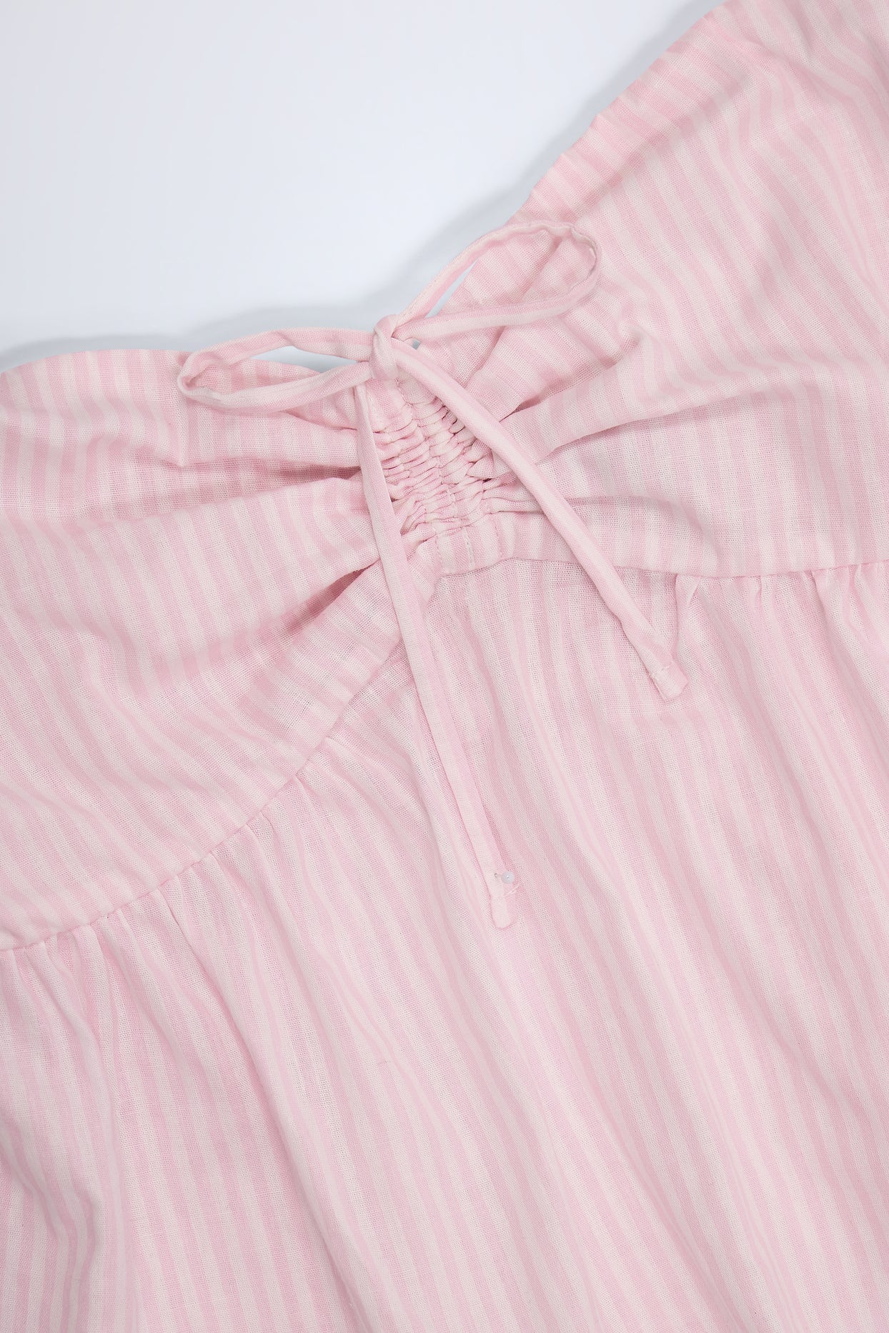 Tie-Front Strapless Cotton-Poplin Crop Top in Pink White Stripe - 11