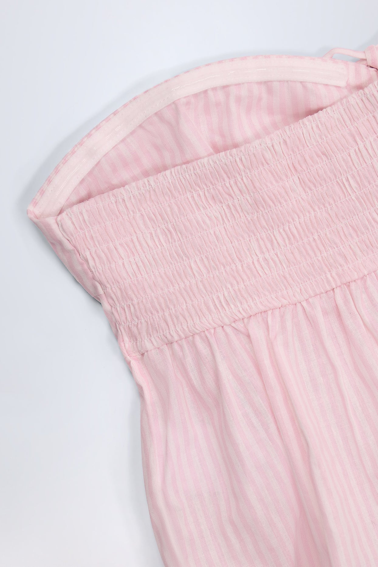 Tie-Front Strapless Cotton-Poplin Crop Top in Pink White Stripe - 8