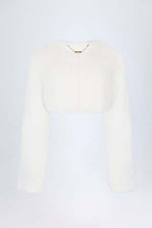Faux Fur Cropped Bolero in White