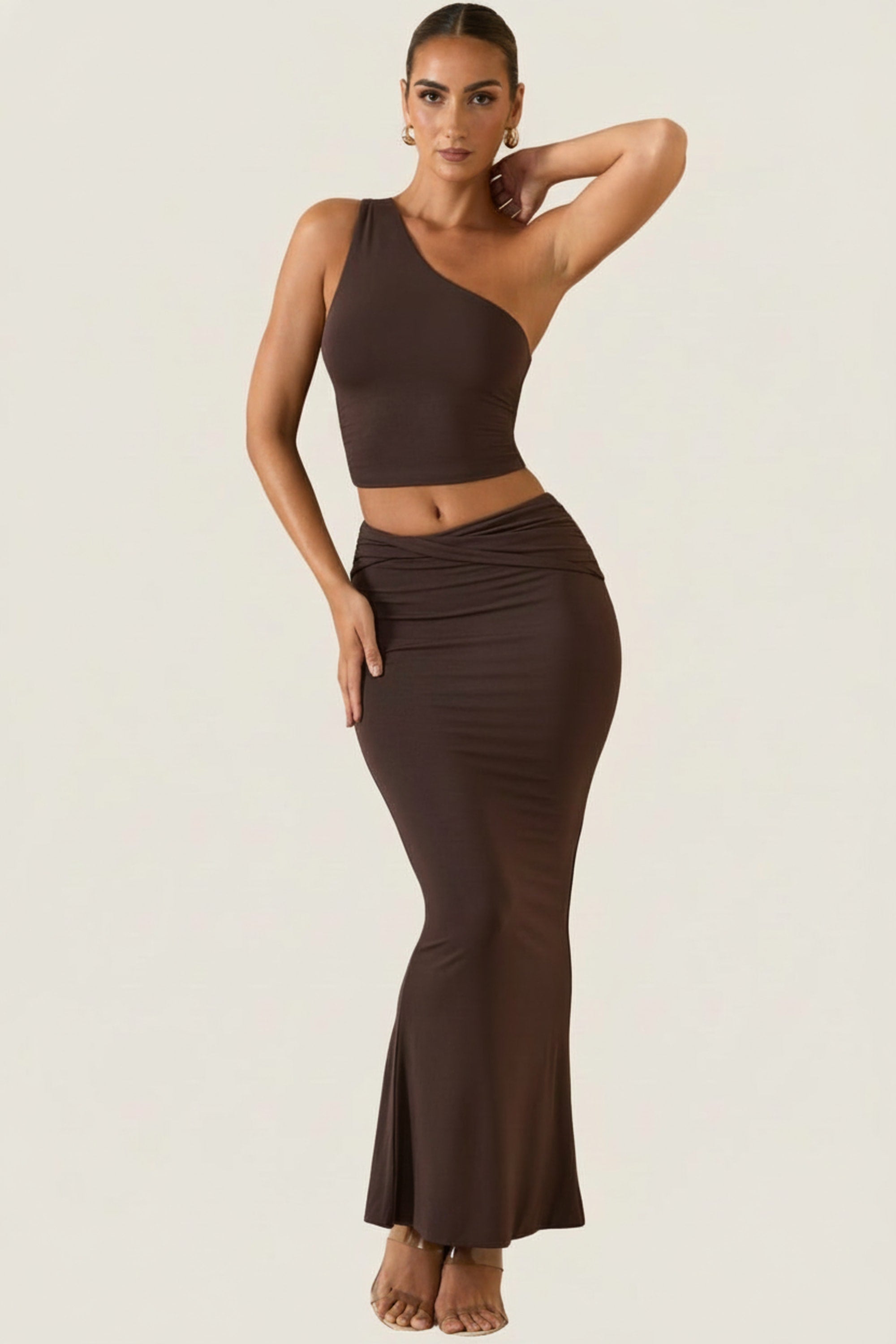 Andi Modal One-Shoulder Top in Chocolate Brown | Oh Polly – Oh