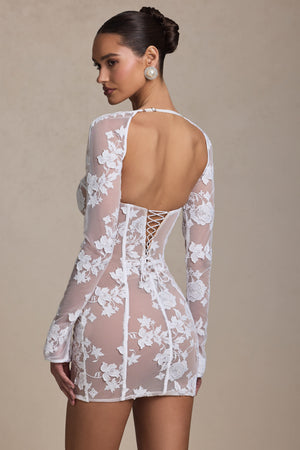 Lace-Detail Corset Mini Dress in White - 2 / Regular | Oh Polly Lace-Detail Corset Mini Dress in White - 2 / Regular | Oh Polly