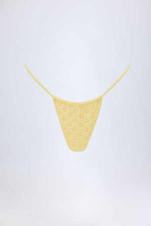 Broderie Anglaise Drawstring Bikini Bottoms in Lemon Yellow
