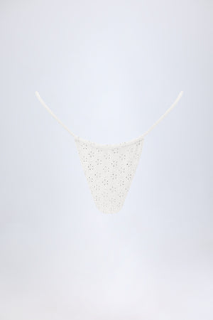 Broderie Anglaise Drawstring Bikini Bottoms in White