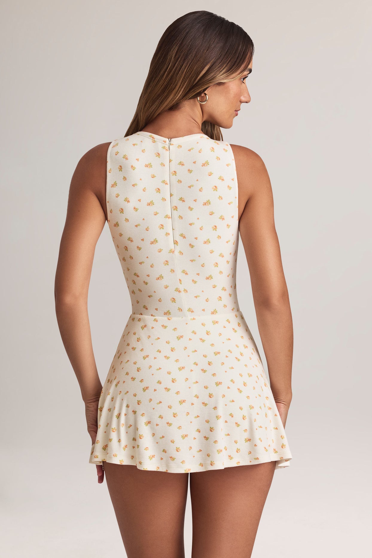 Modal Button-Detail A-Line Mini Dress in Floral Print - 3