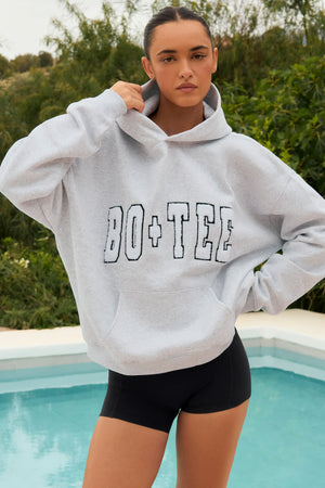 Soft Cotton Jersey Acid Wash Oversized Hoodie in Heather Grey