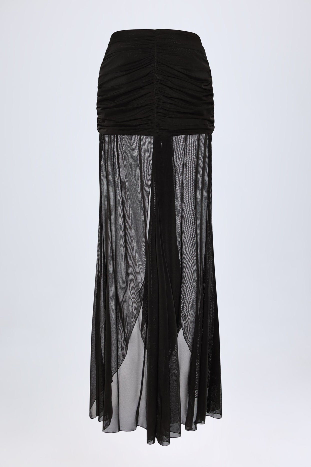 Ruched Hardware-Detail Fishtail Maxi Skirt in Black - 5
