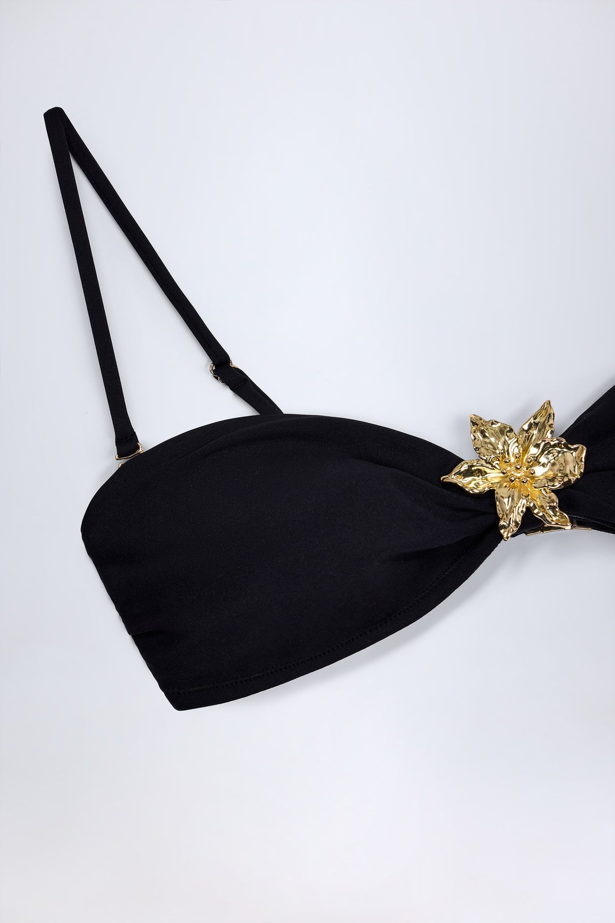 Hardware-Detail Halterneck Bikini Top in Black - 6