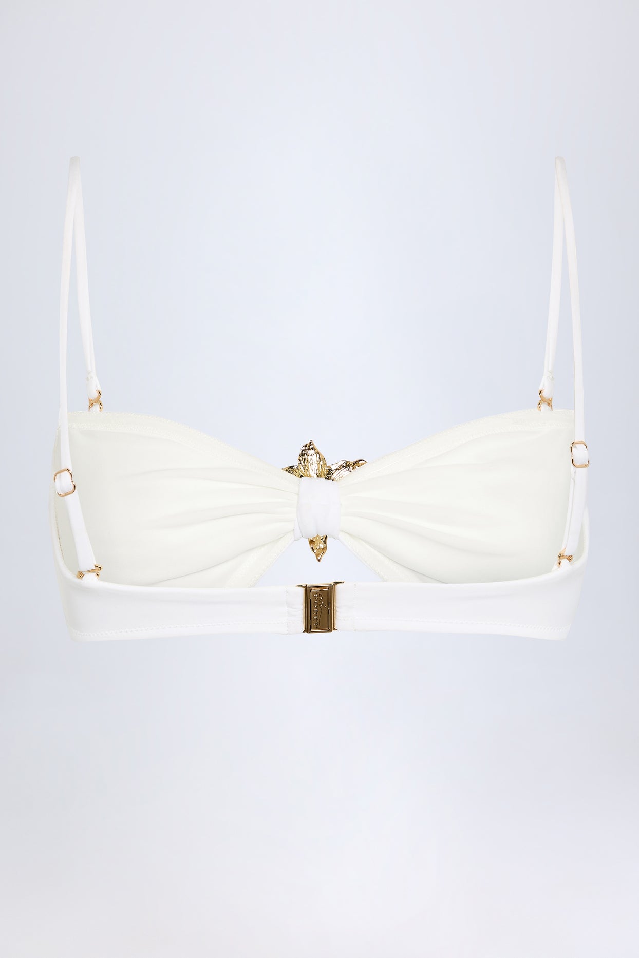 Hardware-Detail Halterneck Bikini Top in White - 4