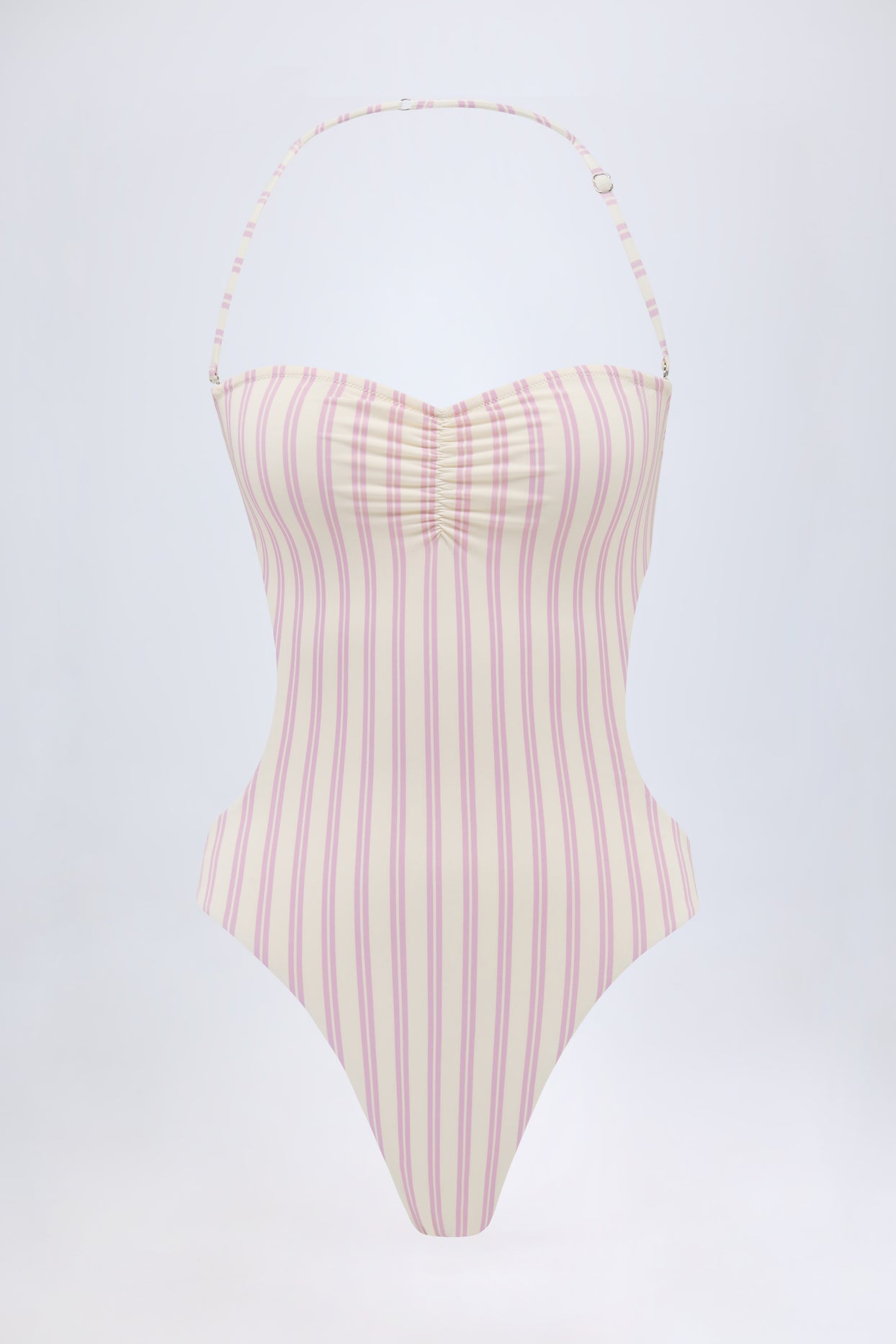 Cut-Out Halterneck Swimsuit in Mauve - 7