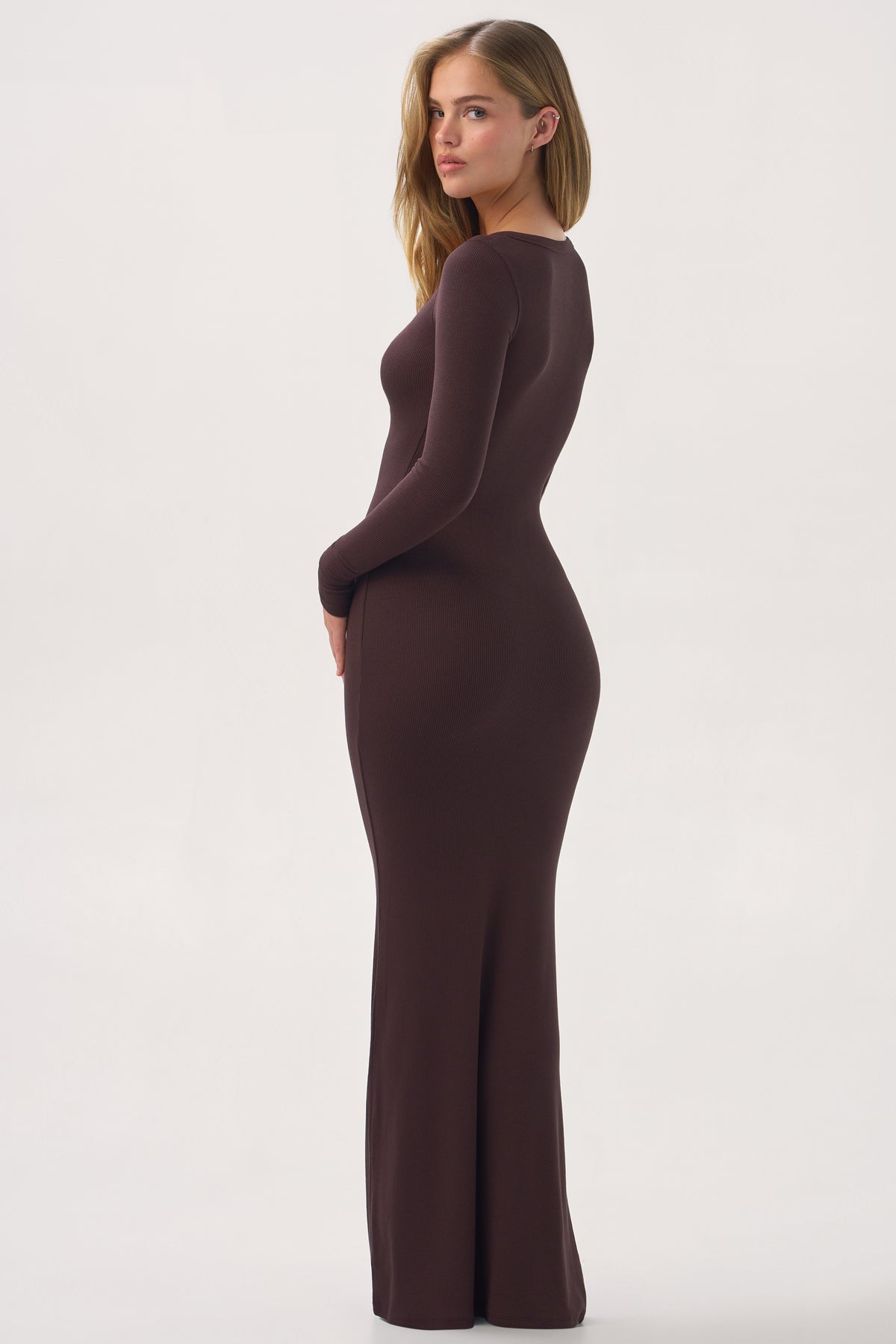ButterCloud™ Long-Sleeve Maxi Dress in Espresso