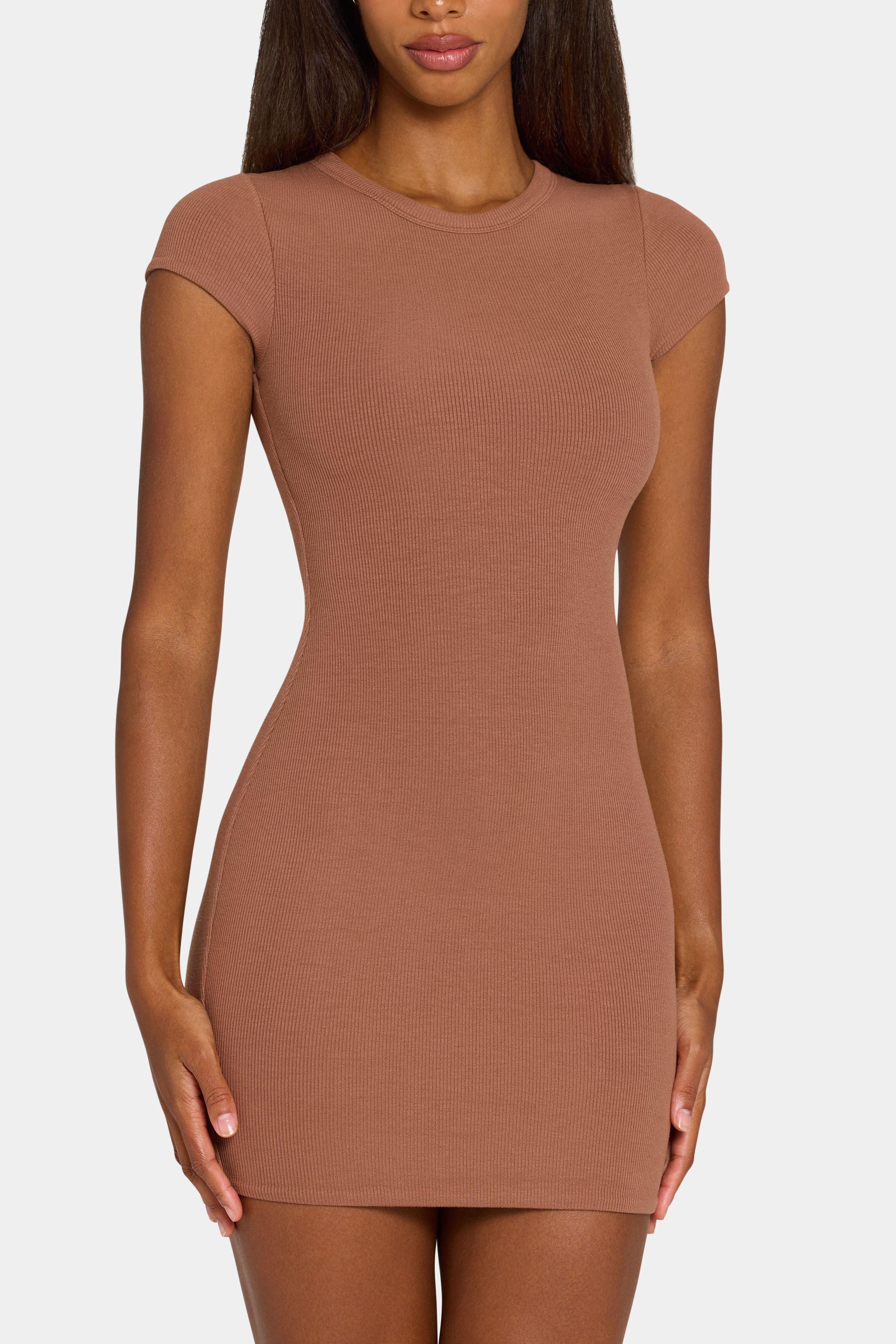 ButterCloud™ Cap Sleeve Mini Dress in Cocoa