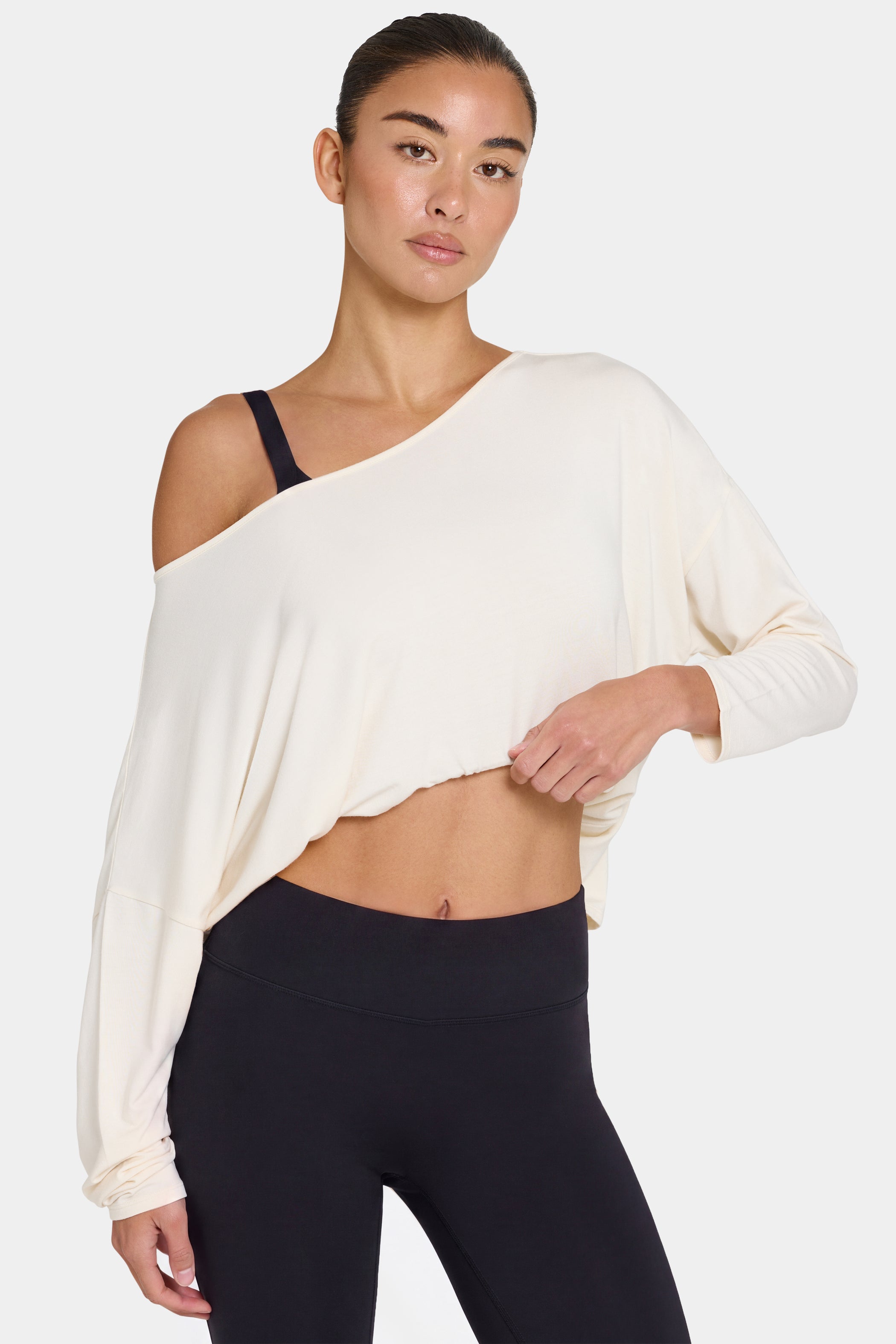 ButterCloud™ Slouchy Off-Shoulder Top in Coconut