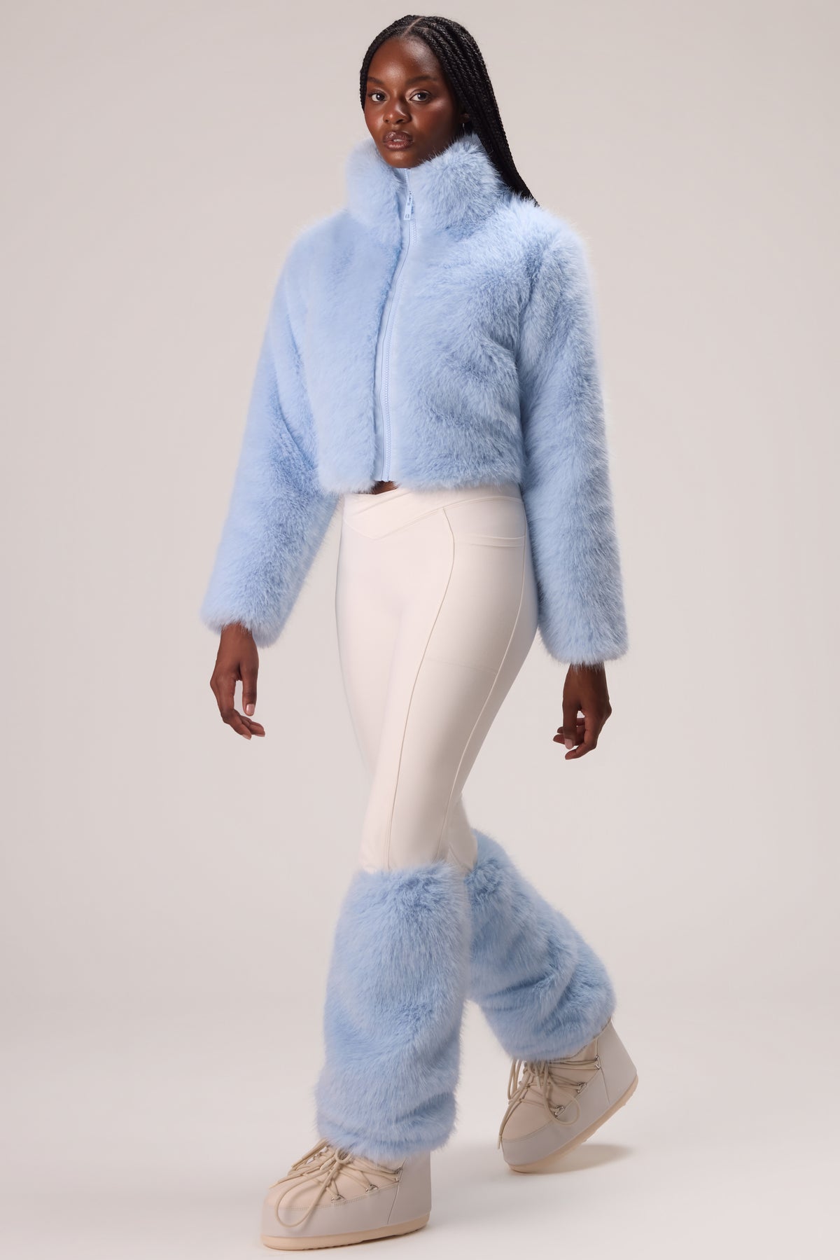 Faux Fur Boot Covers in Powder Blue