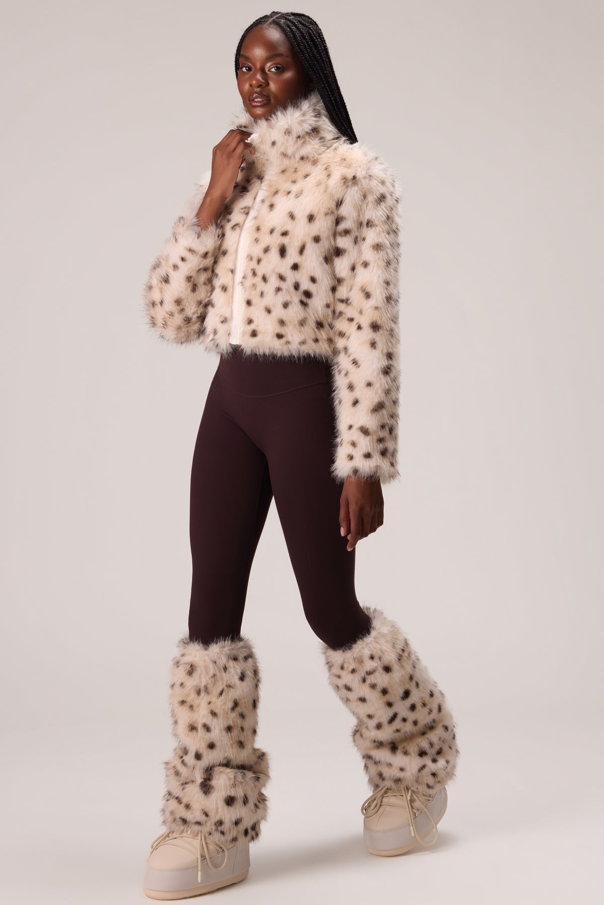 Faux Fur Boot Covers in Snow Leopard