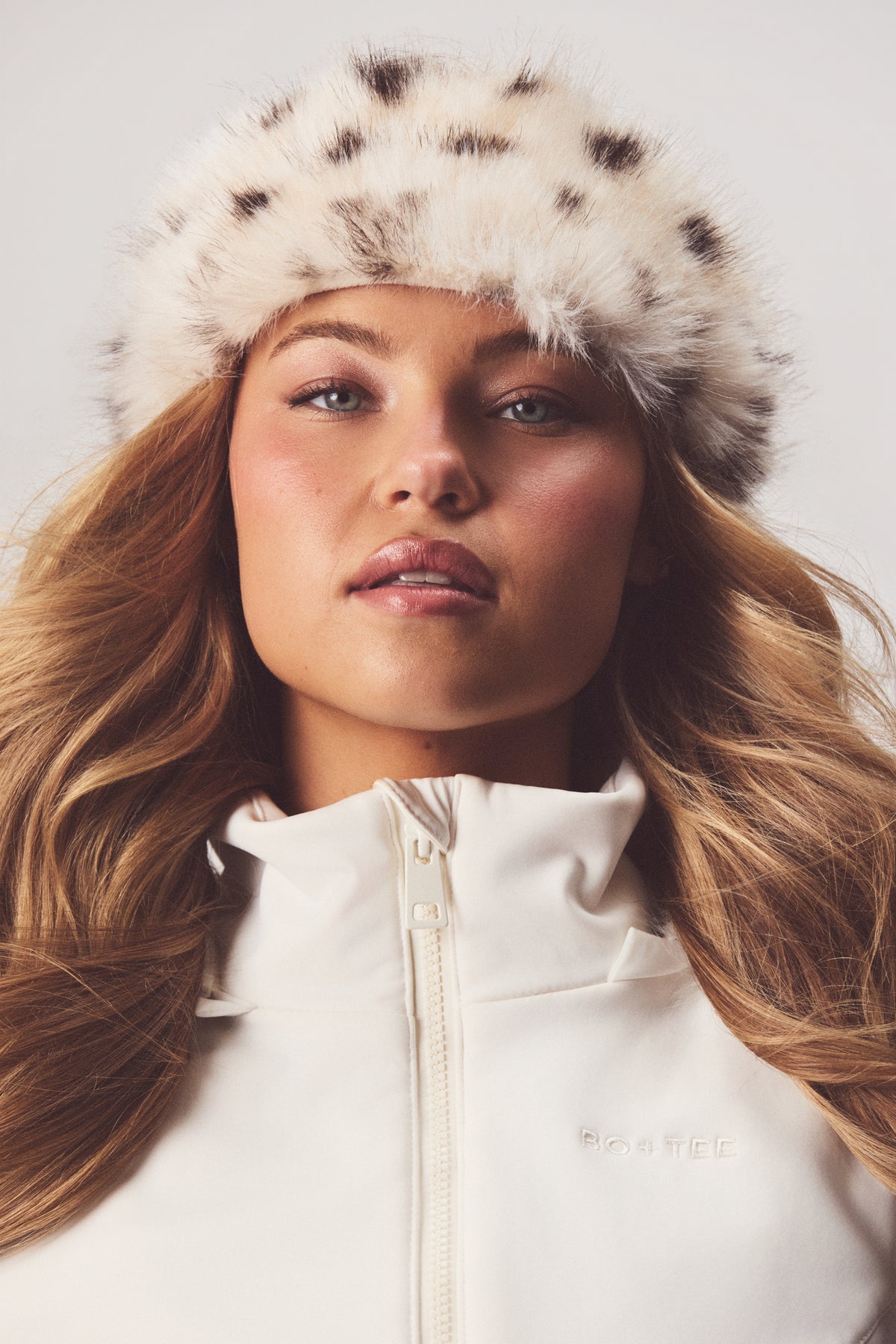 Faux Fur Headband in Snow Leopard