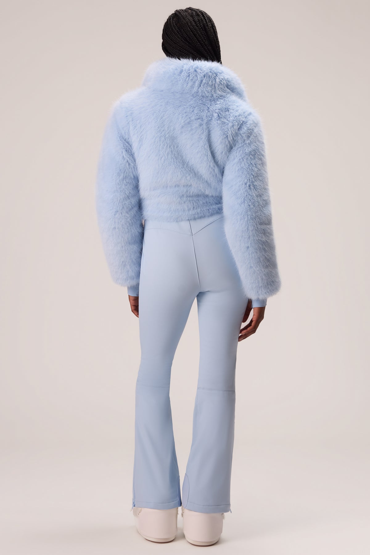 Faux Fur Ski Suit in Powder Blue