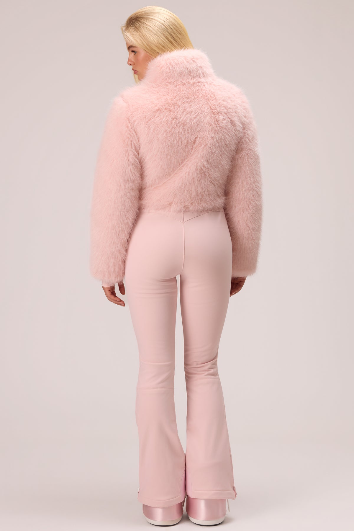 Fur Ski Suit in Powder Pink