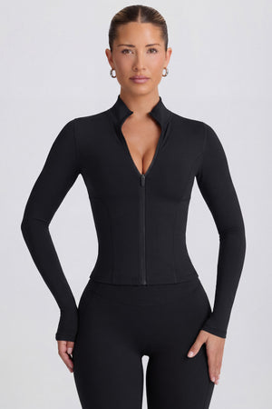 Soft Active Zip-Up Jacket in Black