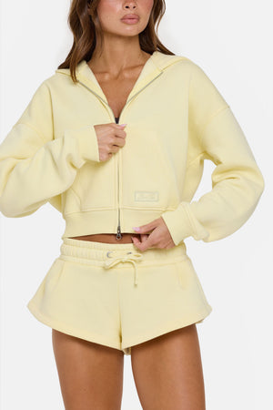 Oversized Zip-Up Hoodie in Buttercream