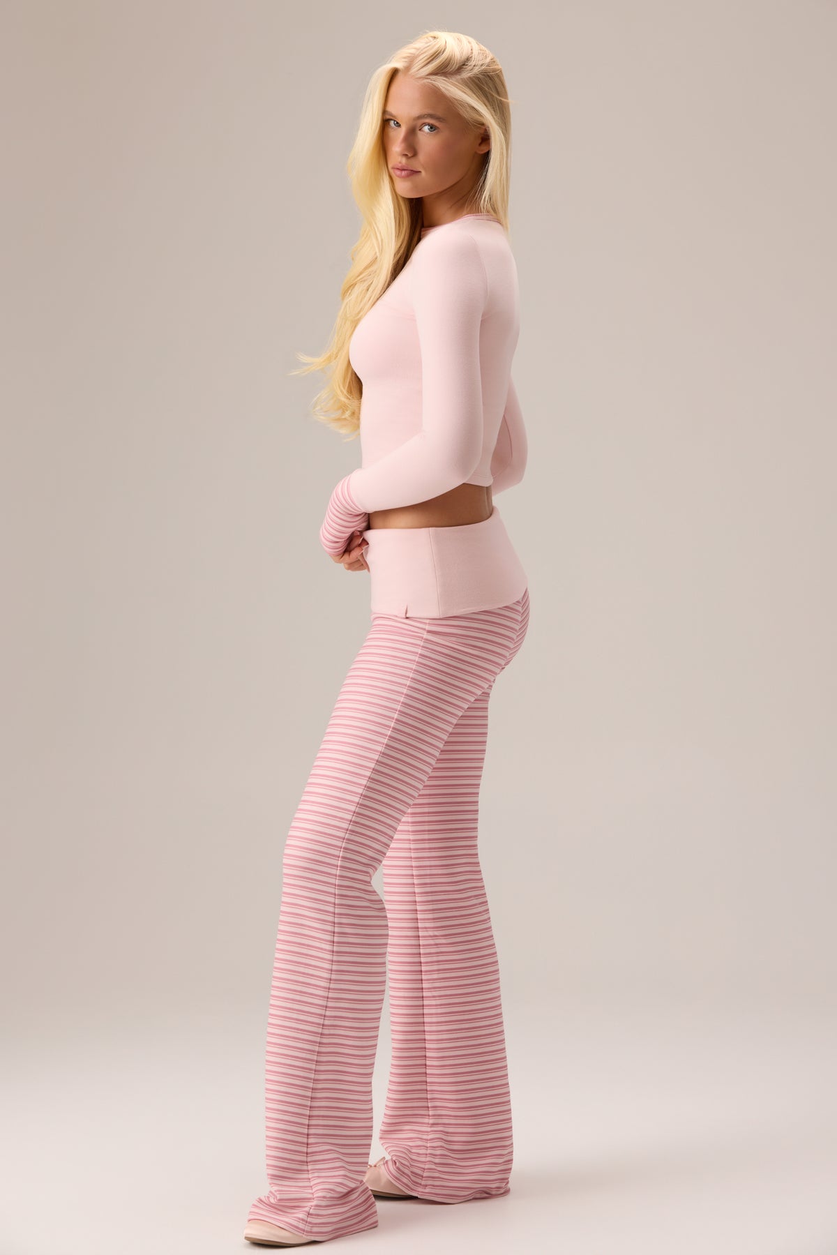 Plush Jersey Long-Sleeve Top in Ballet Pink