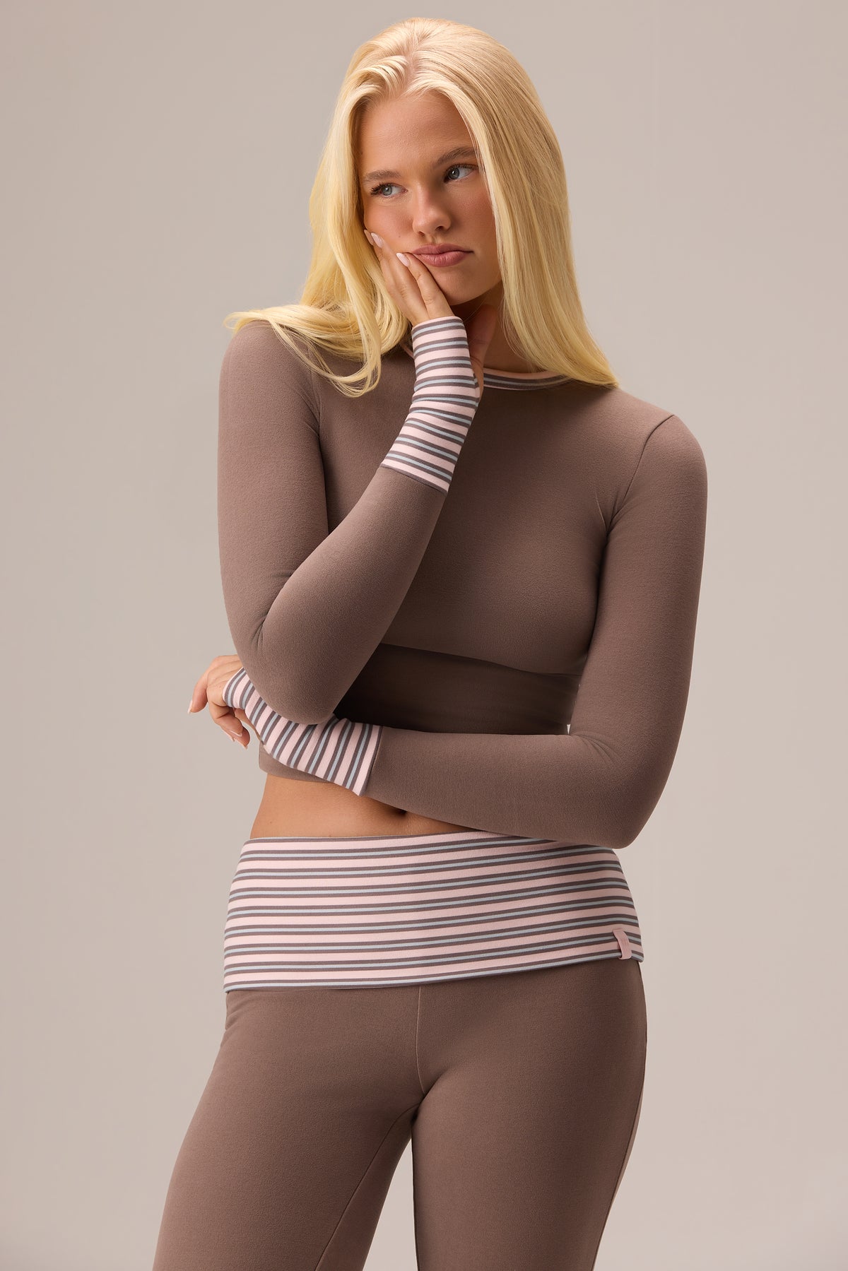 Plush Jersey Long-Sleeve Top in Chestnut