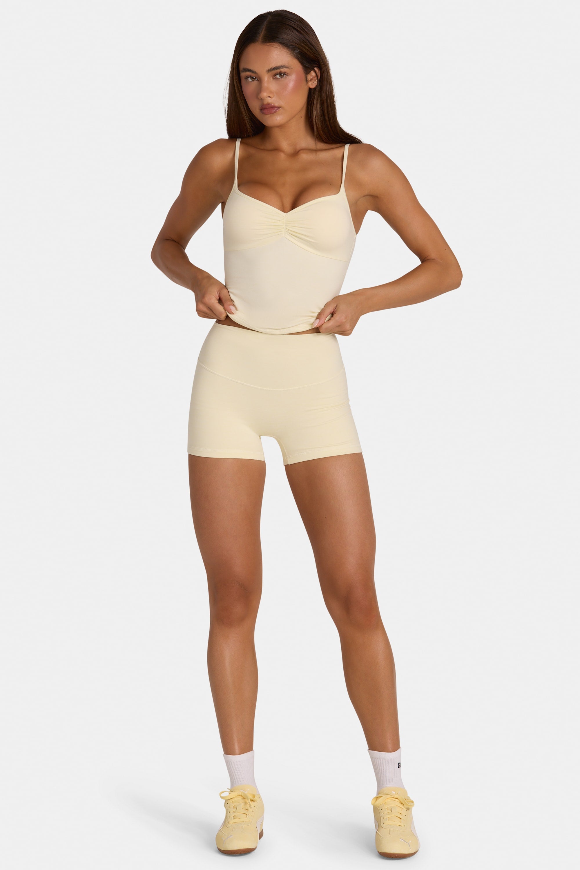 Soft Active Mini Shorts in Lemon Marl