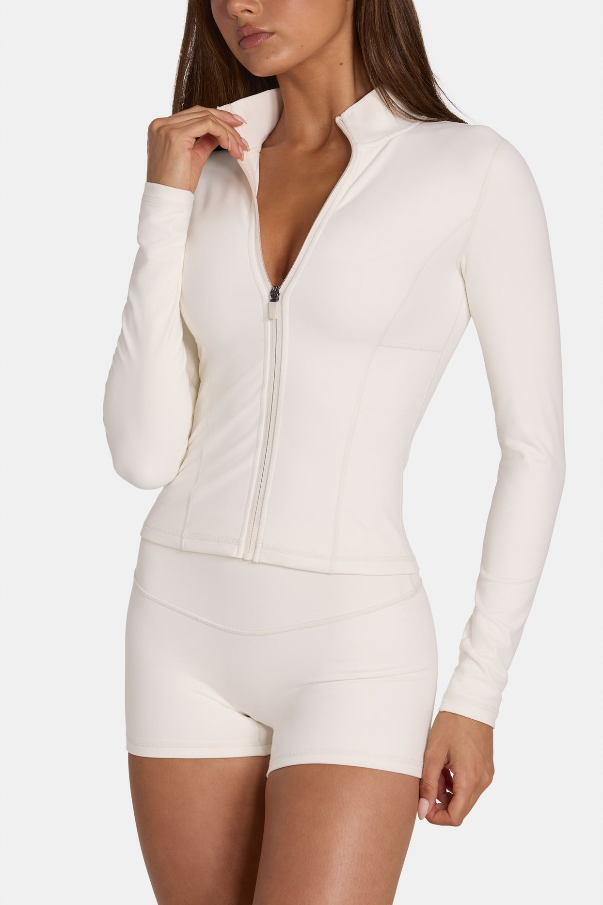 Soft Active Zip-Up Jacket in Coconut - 6