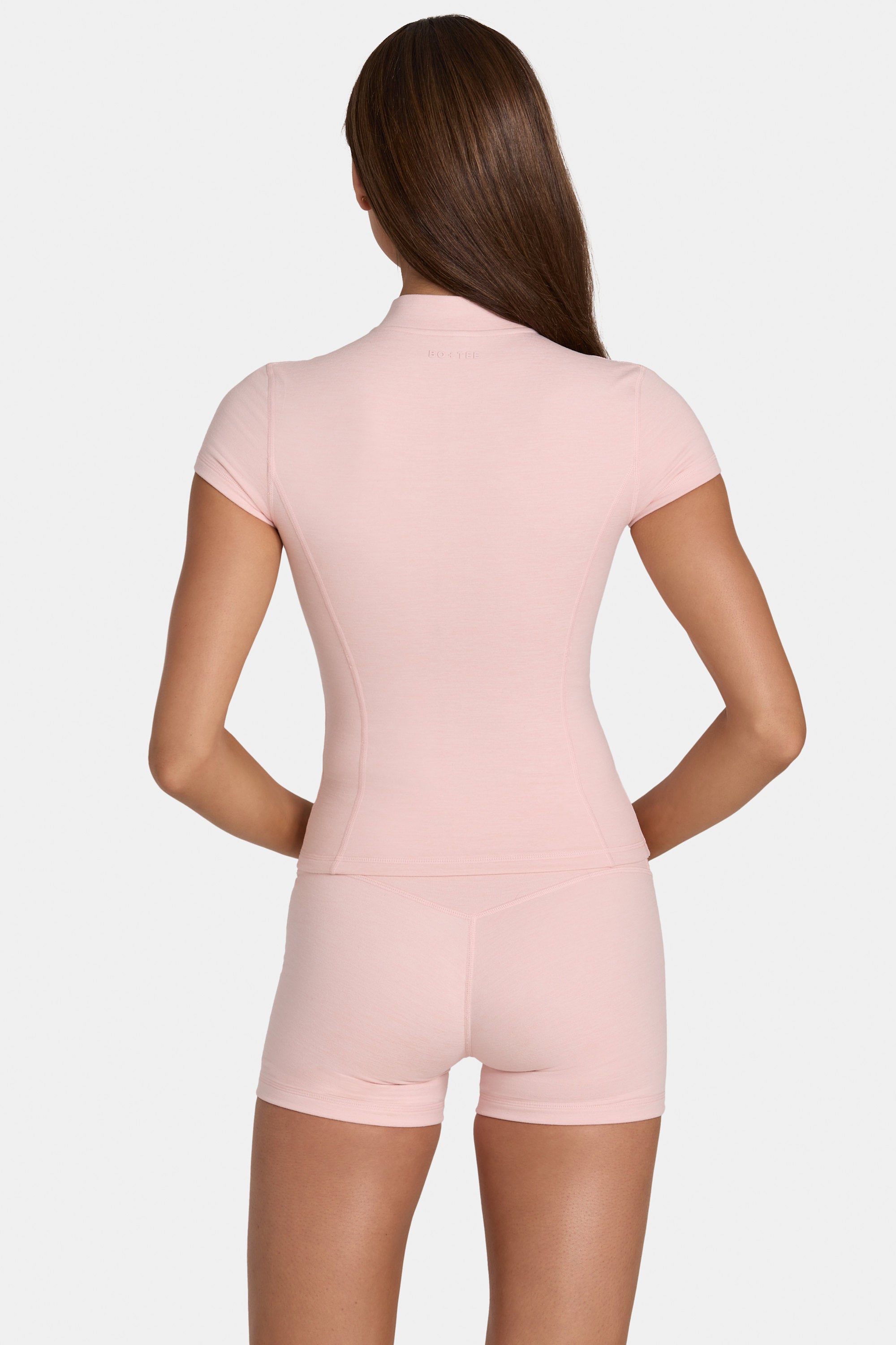 Soft Active Zip-Up Top in Blush Marl