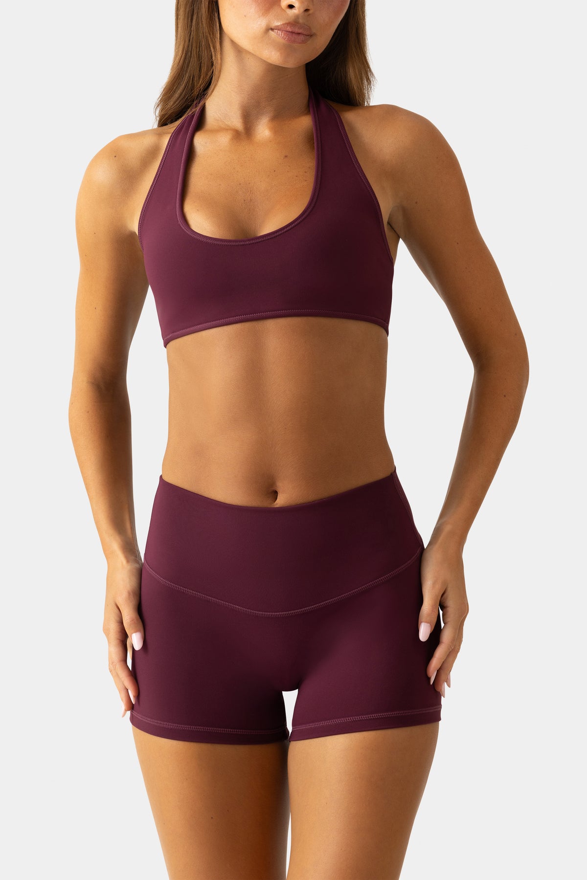 Soft Active Mini Shorts in Plum