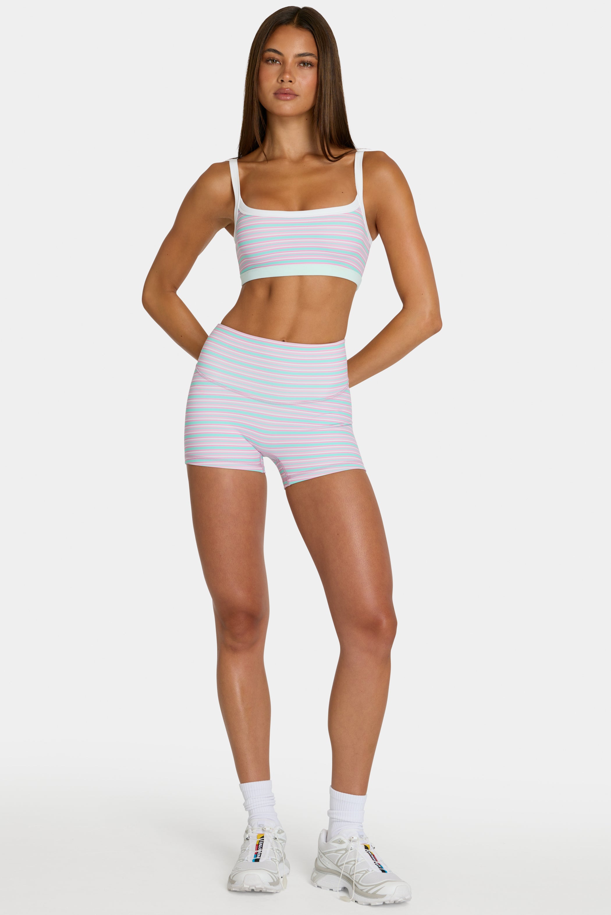 Soft Active Mini Shorts in Multi Stripe - 1