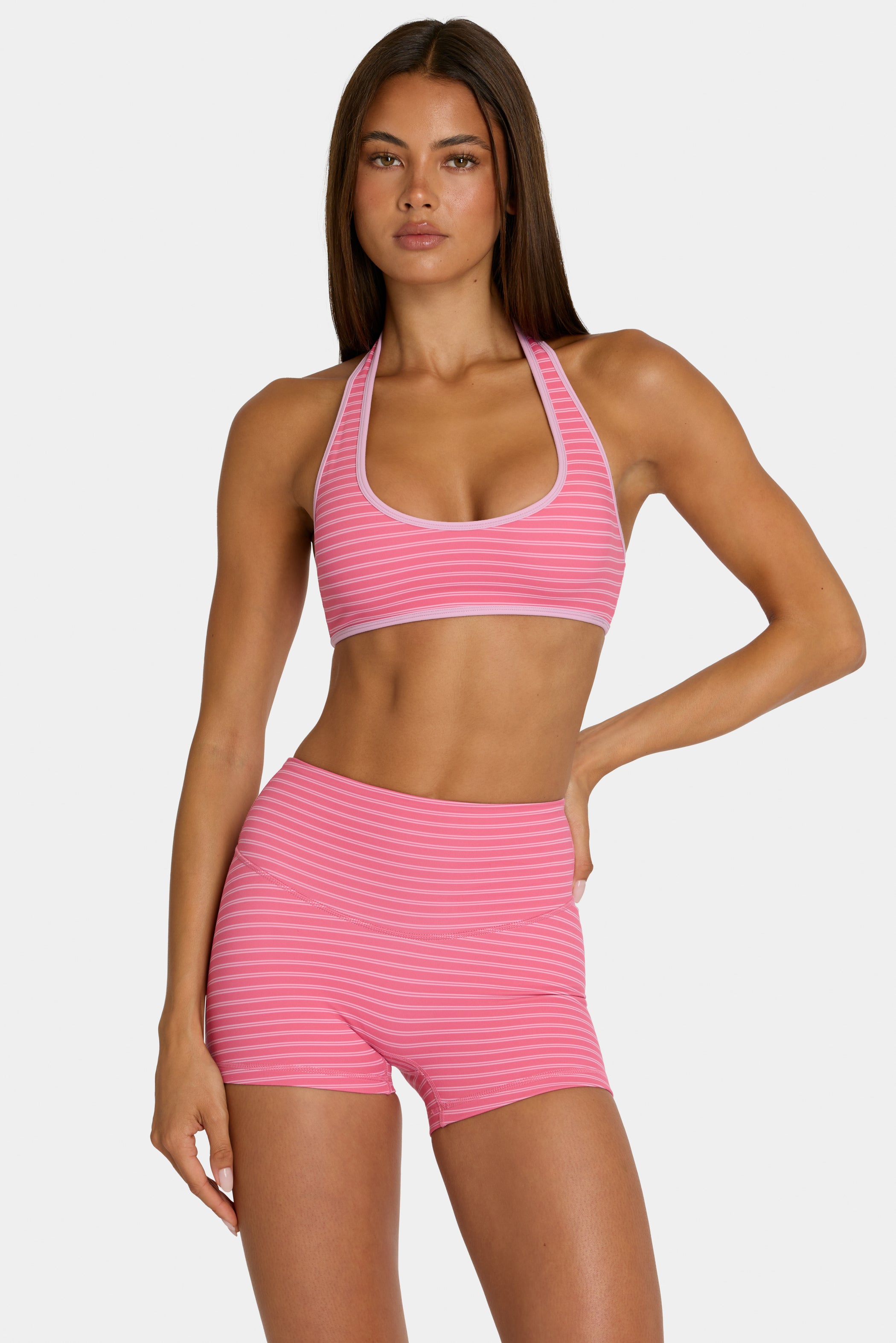 Soft Active Reversible Sports Bra in Pink Stripe - 2