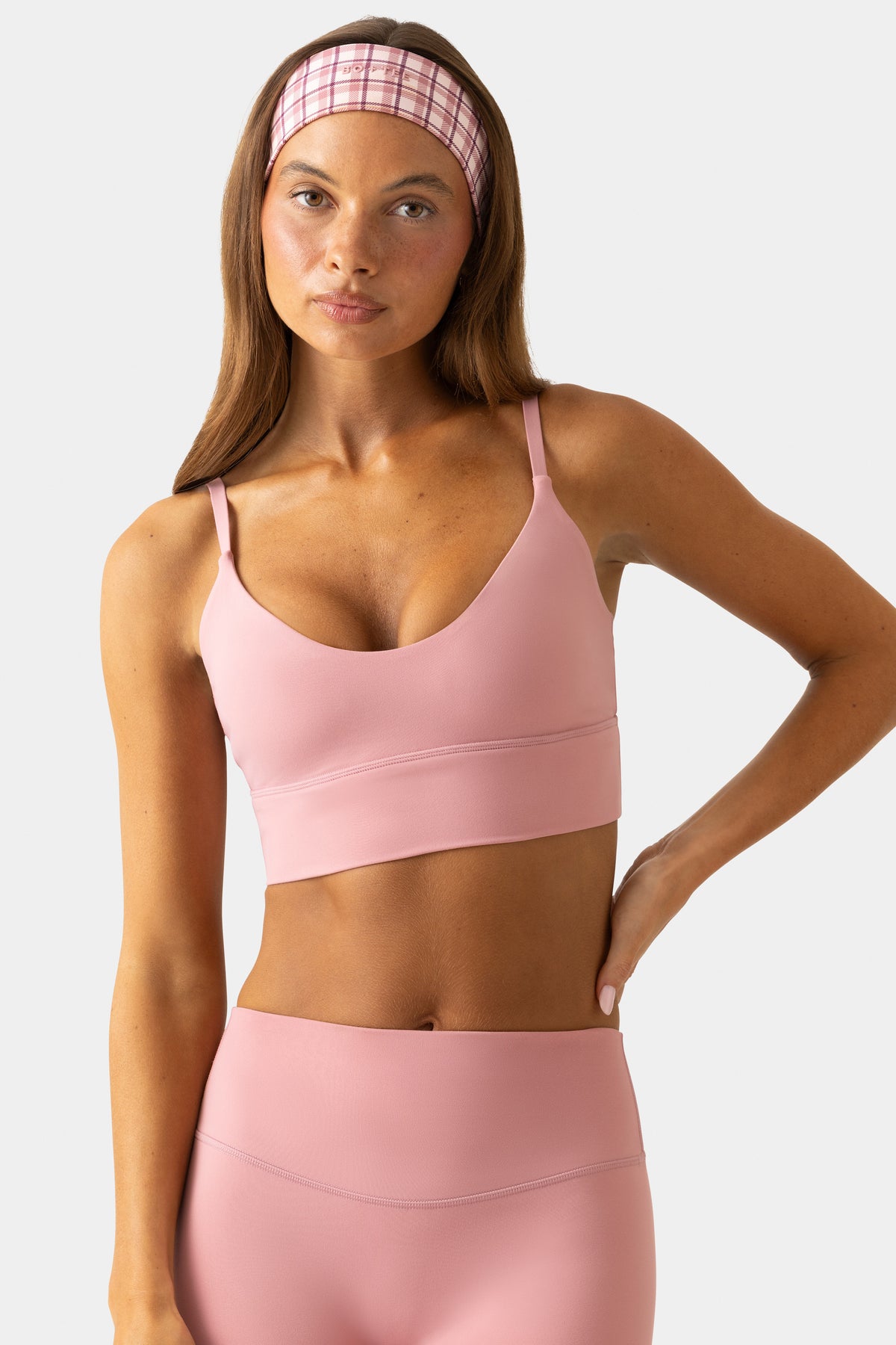 Soft Active Scoop-Neck Sports Bra in Berry