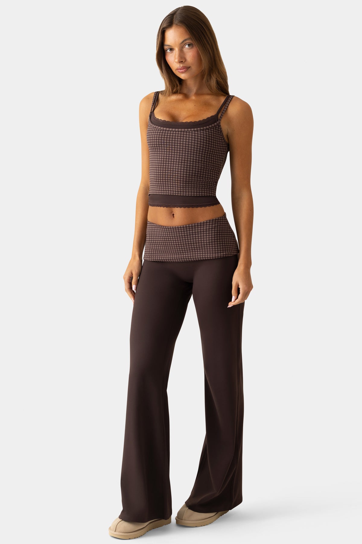 Soft Active Wide-Leg Trousers in Espresso