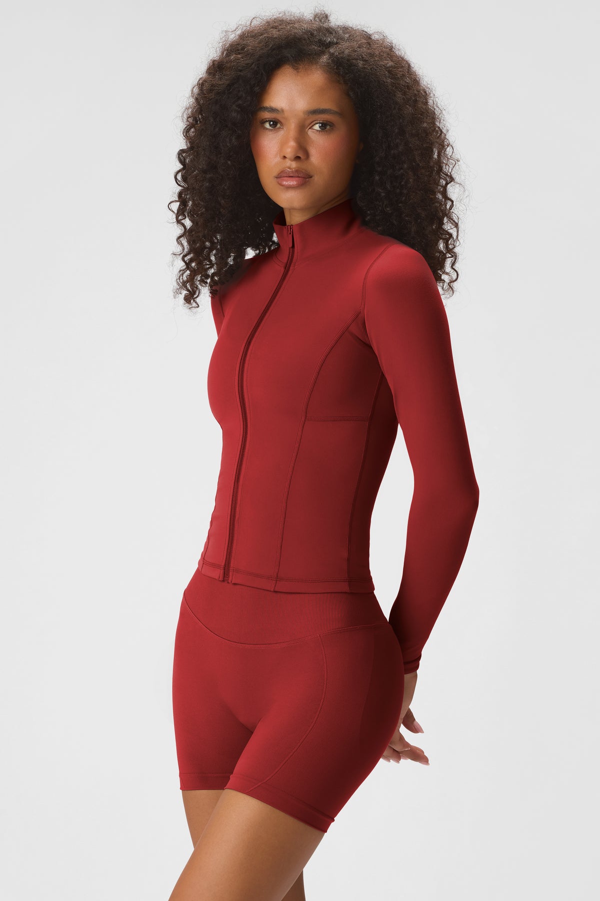 Soft Active Zip-Up Jacket in Dark Cherry