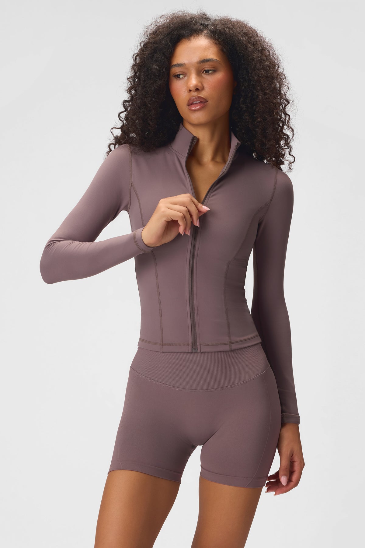 Soft Active Zip-Up Jacket in Stone