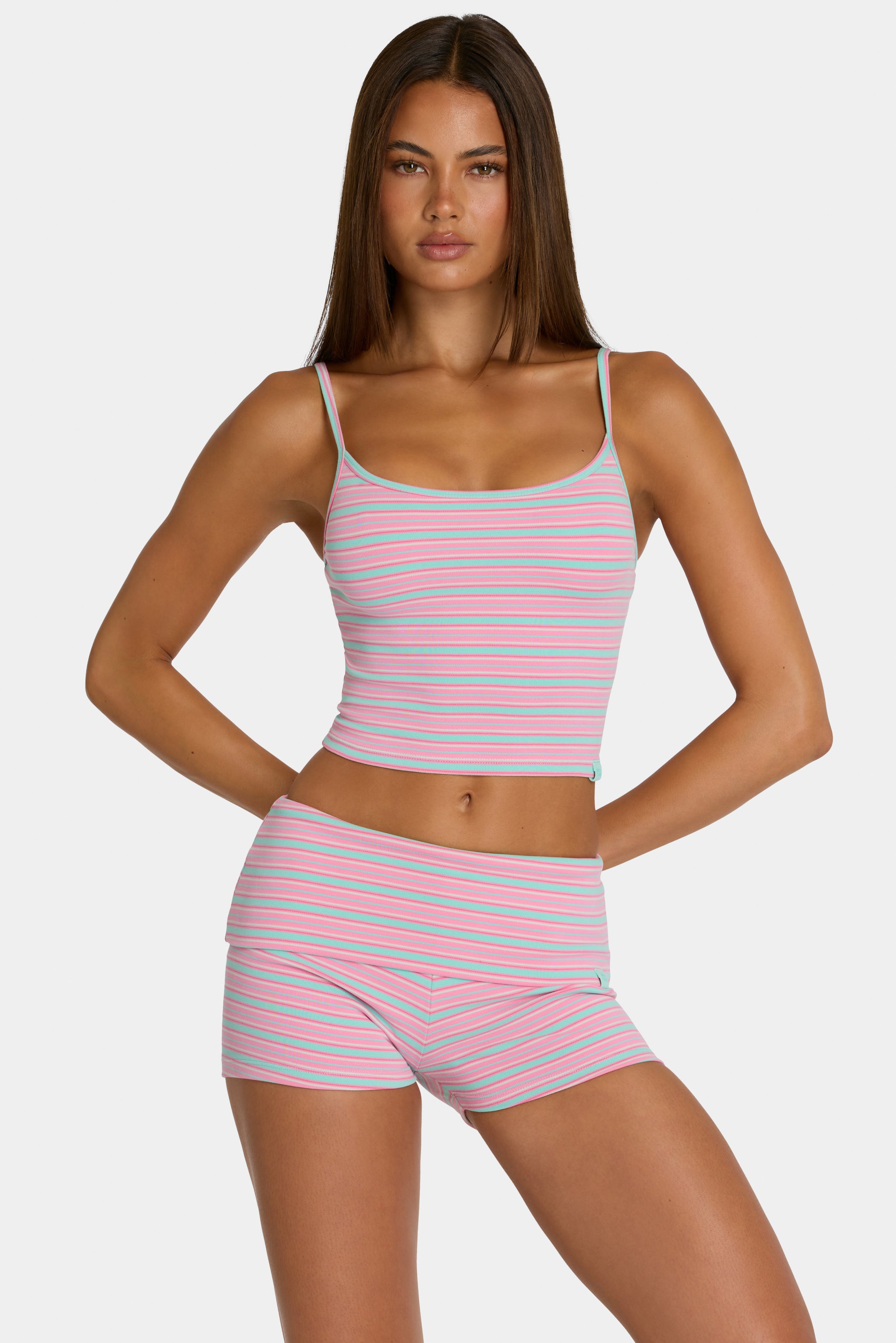 Brushed Jersey Tank Top in Multi Stripe - 1