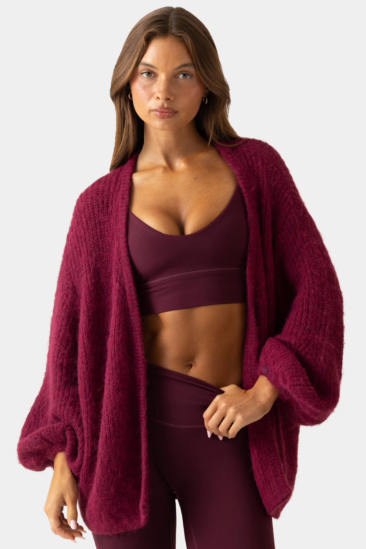 Soft Knit Cardigan in Plum