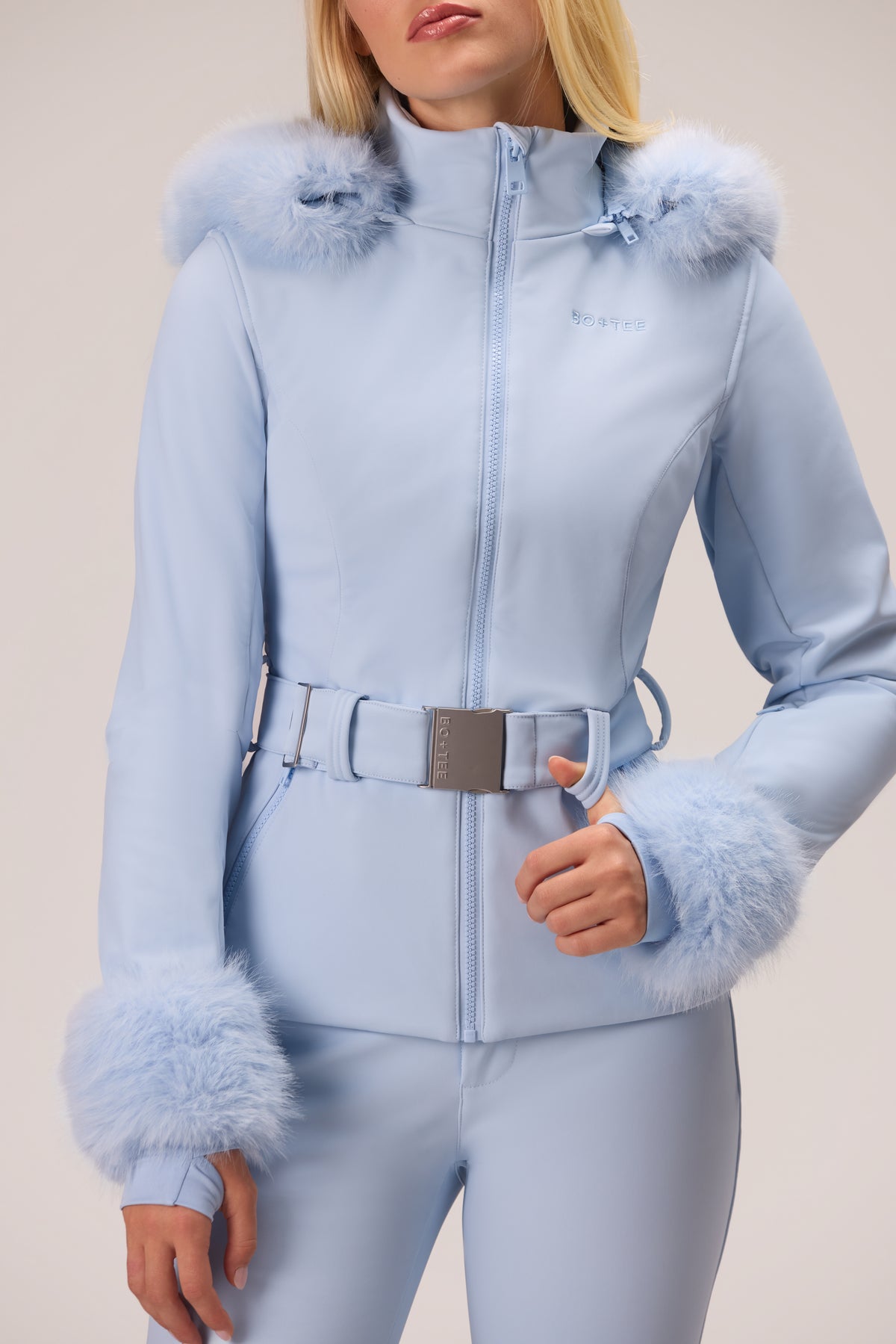 Water Resistant Soft Shell Ski Jacket in Powder Blue