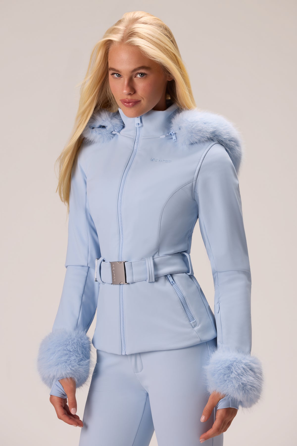 Water Resistant Soft Shell Ski Jacket in Powder Blue