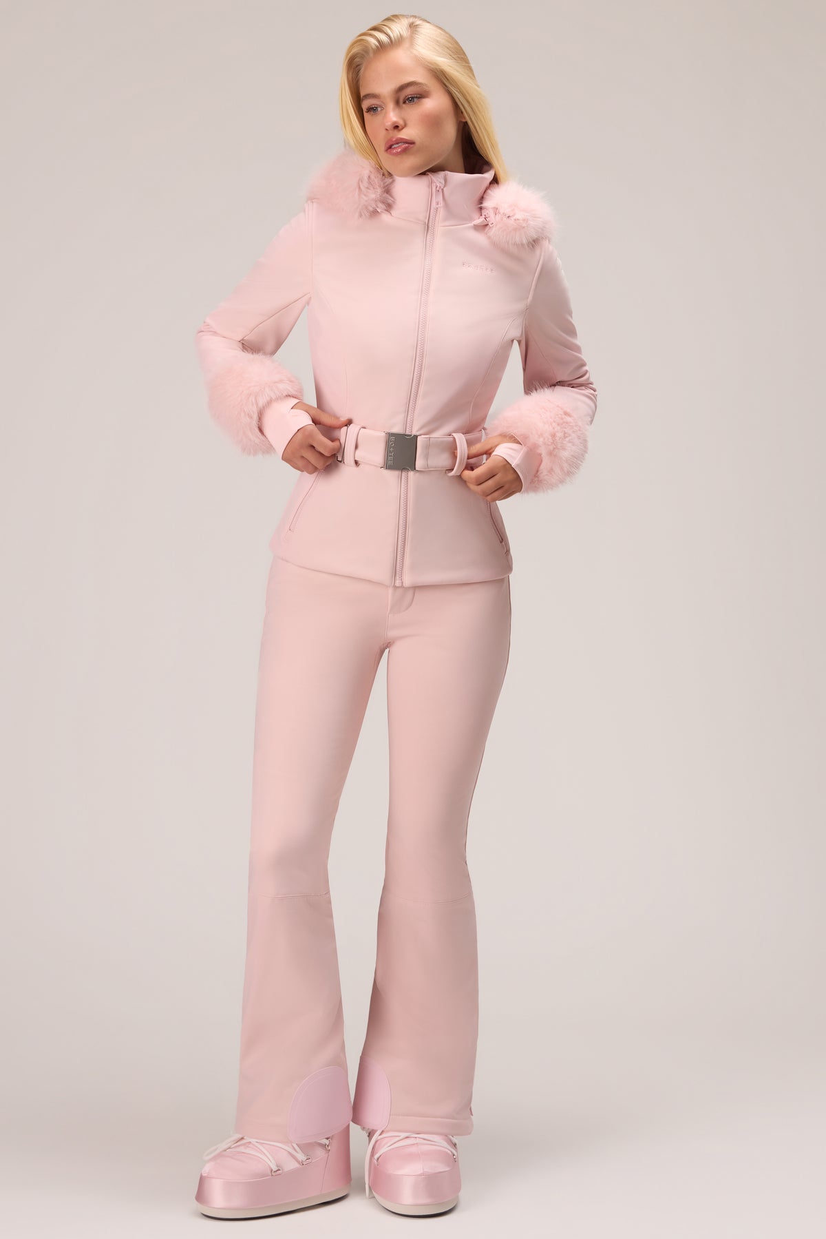Water Resistant Soft Shell Ski Jacket in Powder Pink