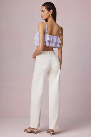 Mid-Rise Barrel-Leg Jeans in Ecru Wash