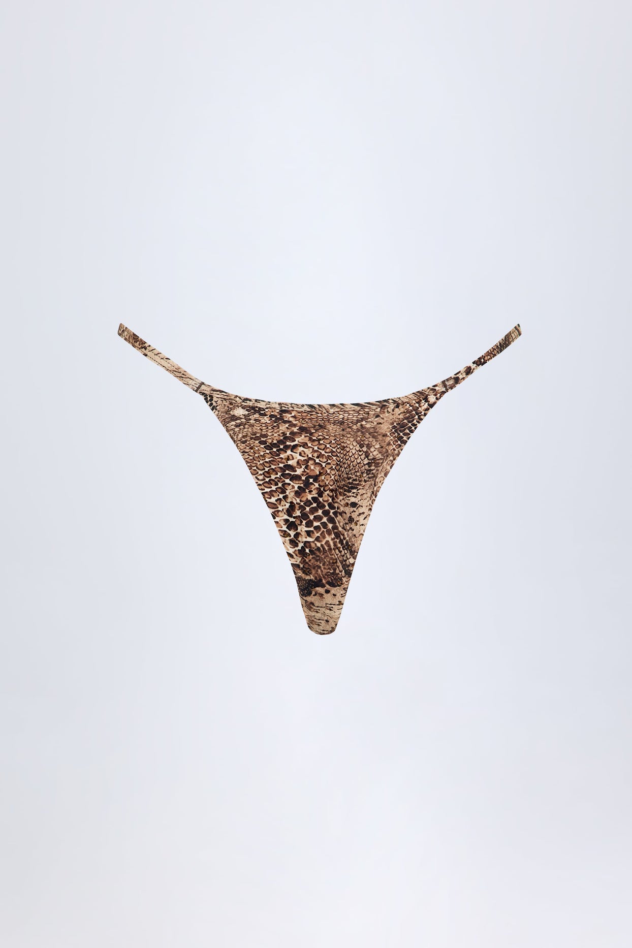 Charm-Detail Thong Bikini Bottoms in Snake Print - 5