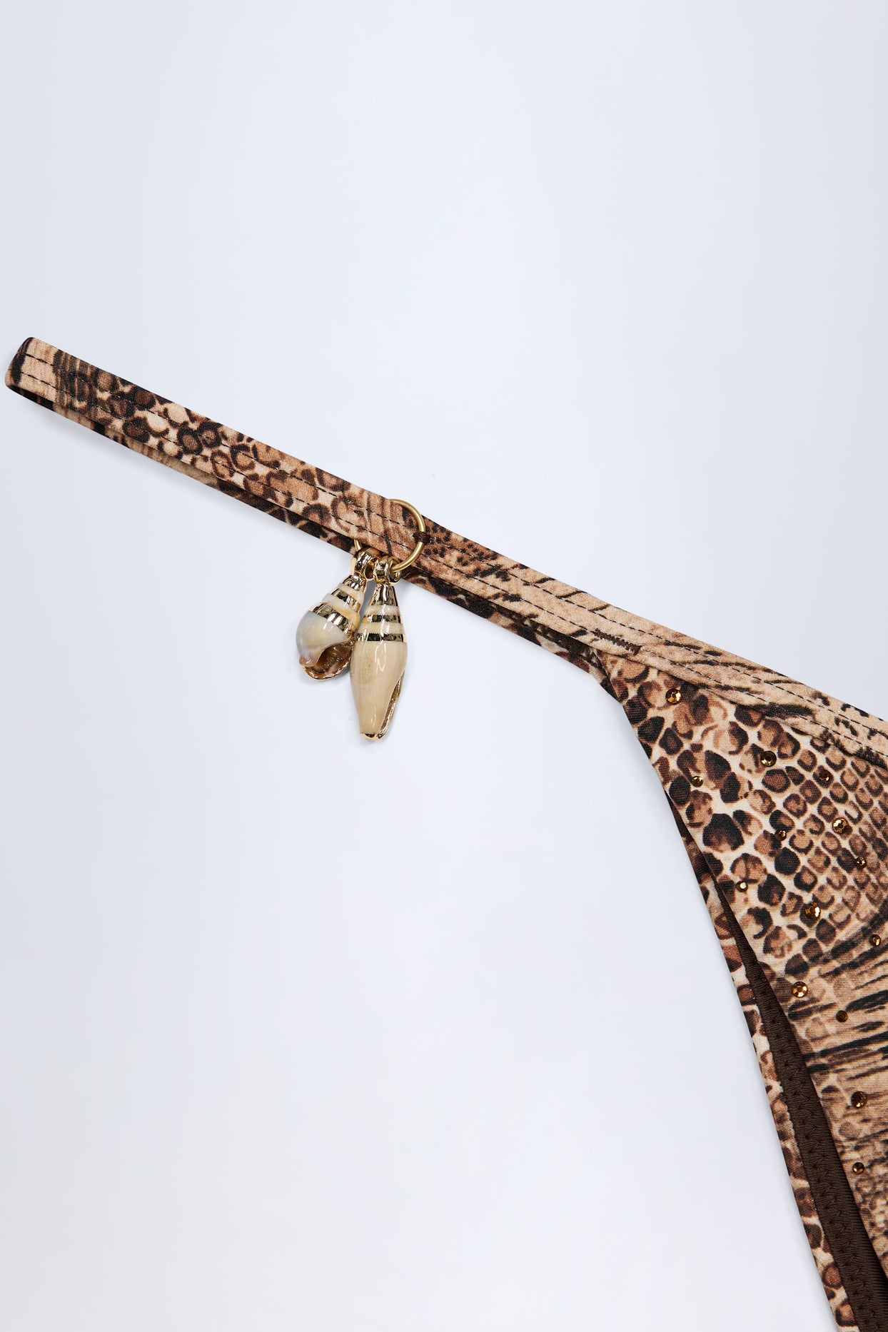 Charm-Detail Thong Bikini Bottoms in Snake Print - 6