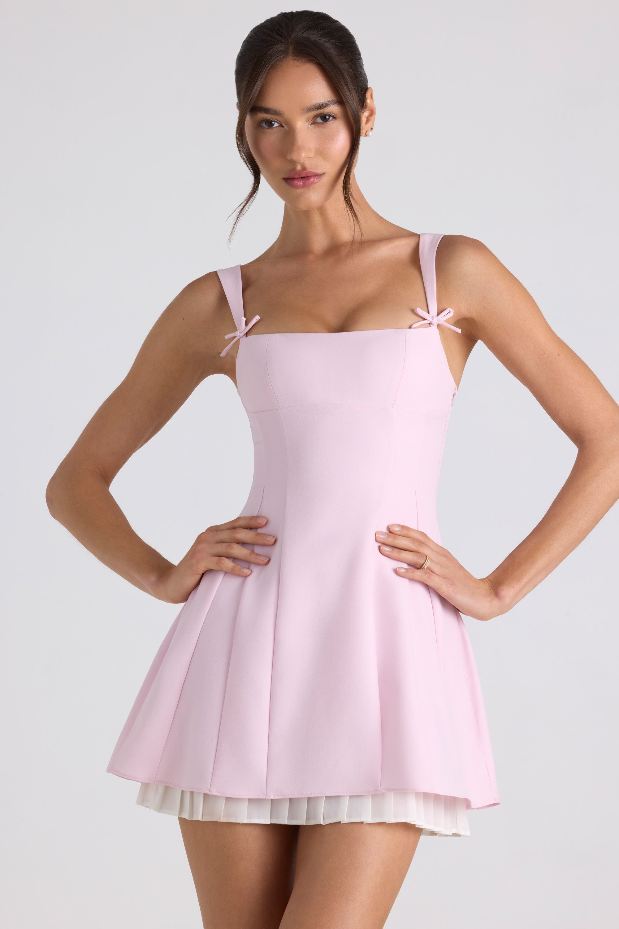light pink dress with bow Satin - Strapless Satin Dress - Pink Mini Dress MODEL INFO Model is wearing size XS Height Women's Baby Pink Cotton Bow
