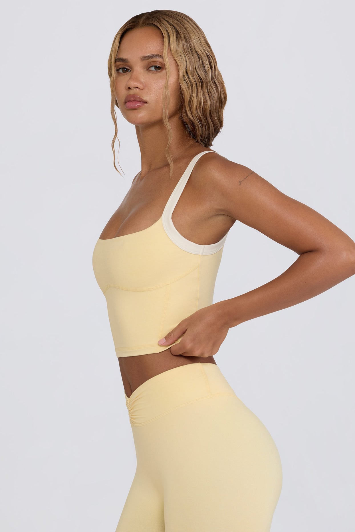 Cropped Tank Top in Lemon Marl - 11