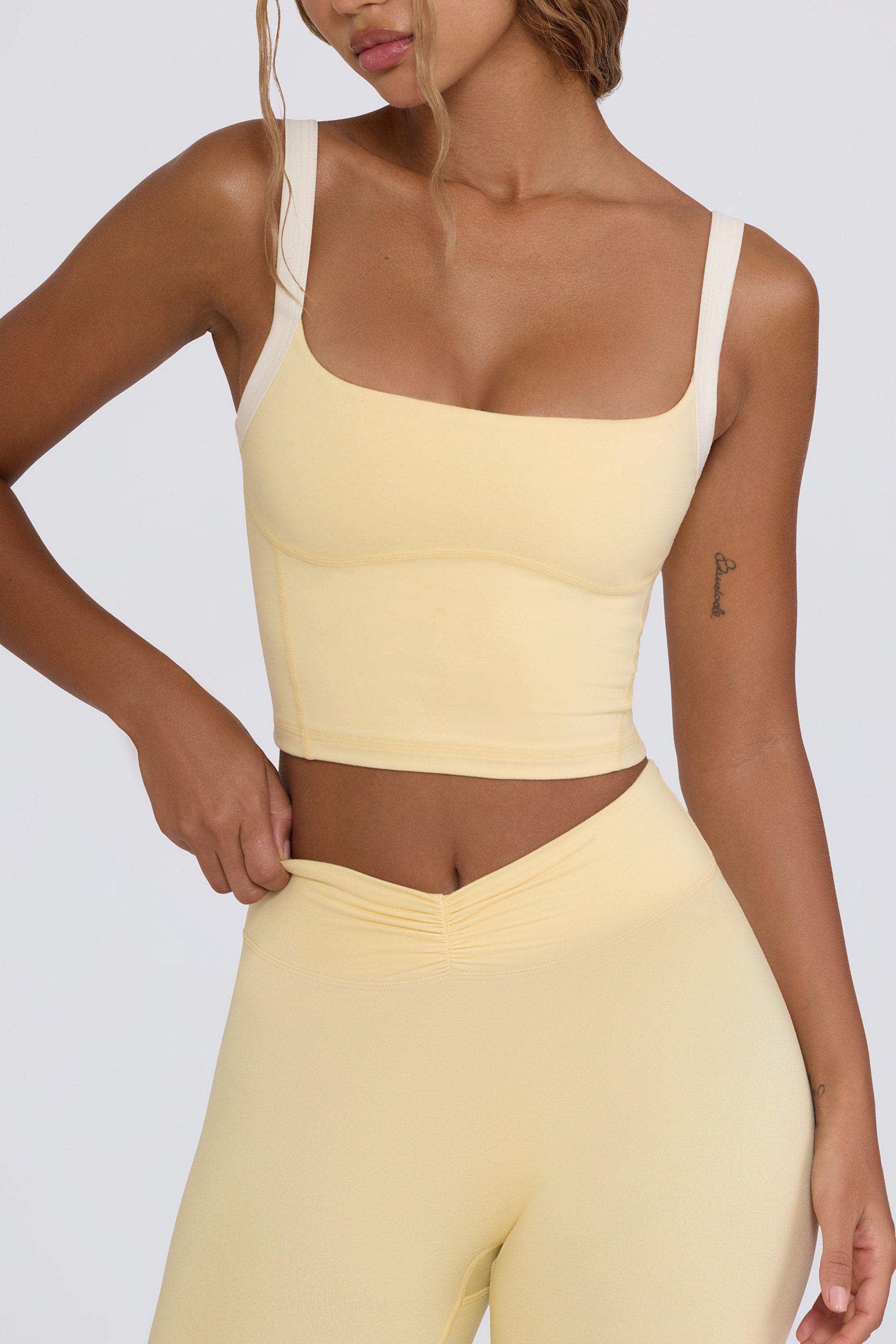 Cropped Tank Top in Lemon Marl