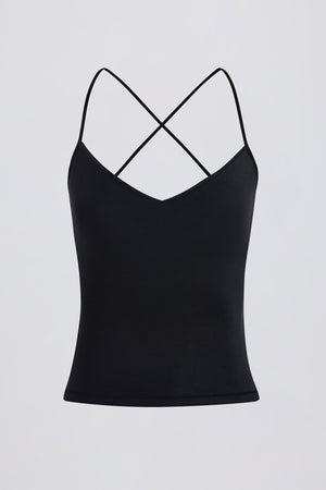 Cross-Back Tank Top in Black